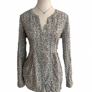 Jane & Delancey Button Up Casual Floral Collard  Top Size Medium